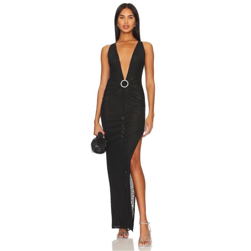 Khanums X Revolve Kuron Gown Black Crystal Small